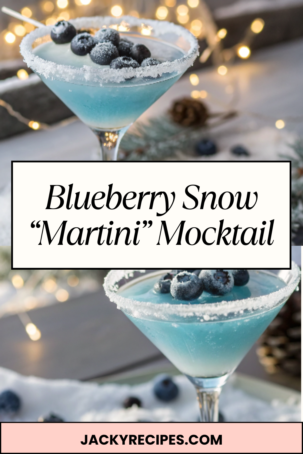 Blueberry Snow “Martini” Mocktail – Frosty, Silky & Sparkling With Winter Berry Flavor