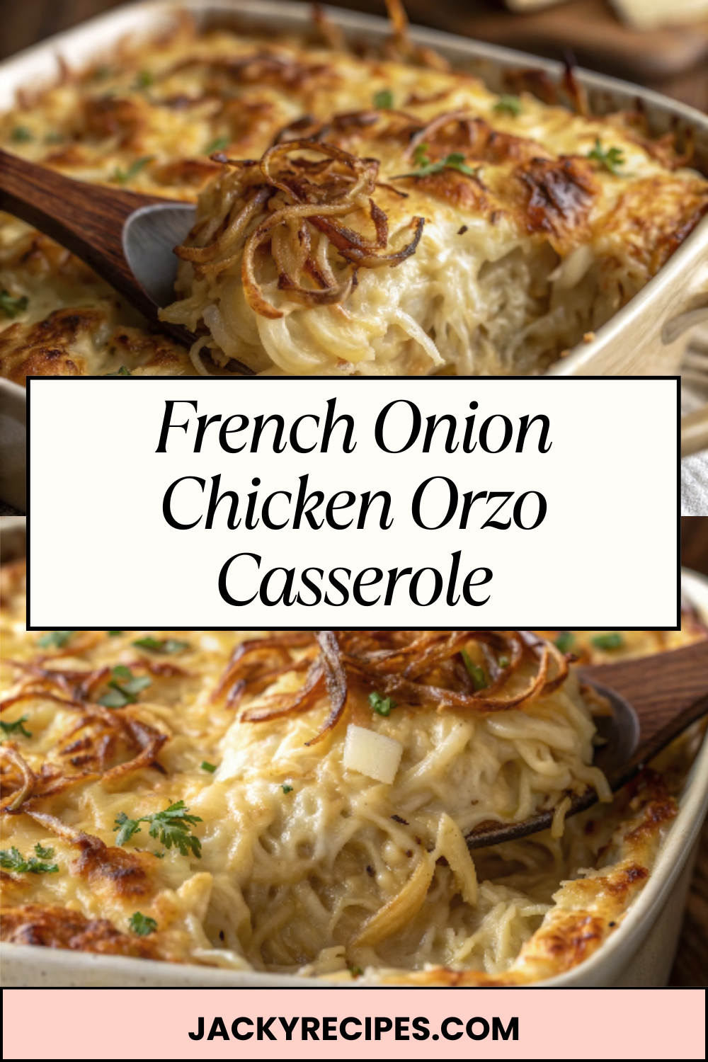 French Onion Chicken Orzo Casserole – Deeply Savory, Creamy & Comfort-Baked Perfection
