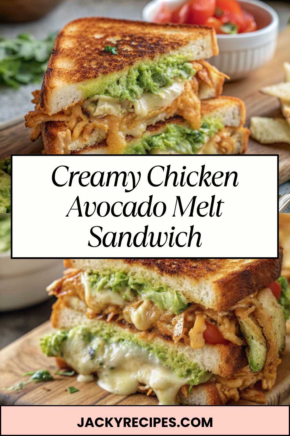 Creamy Chicken Avocado Melt Sandwich