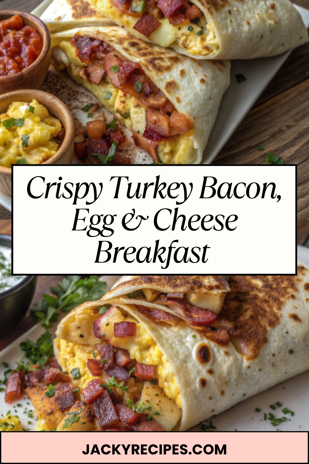 Crispy Turkey Bacon, Egg & Cheese Breakfast Burritos with Golden Potatoes
