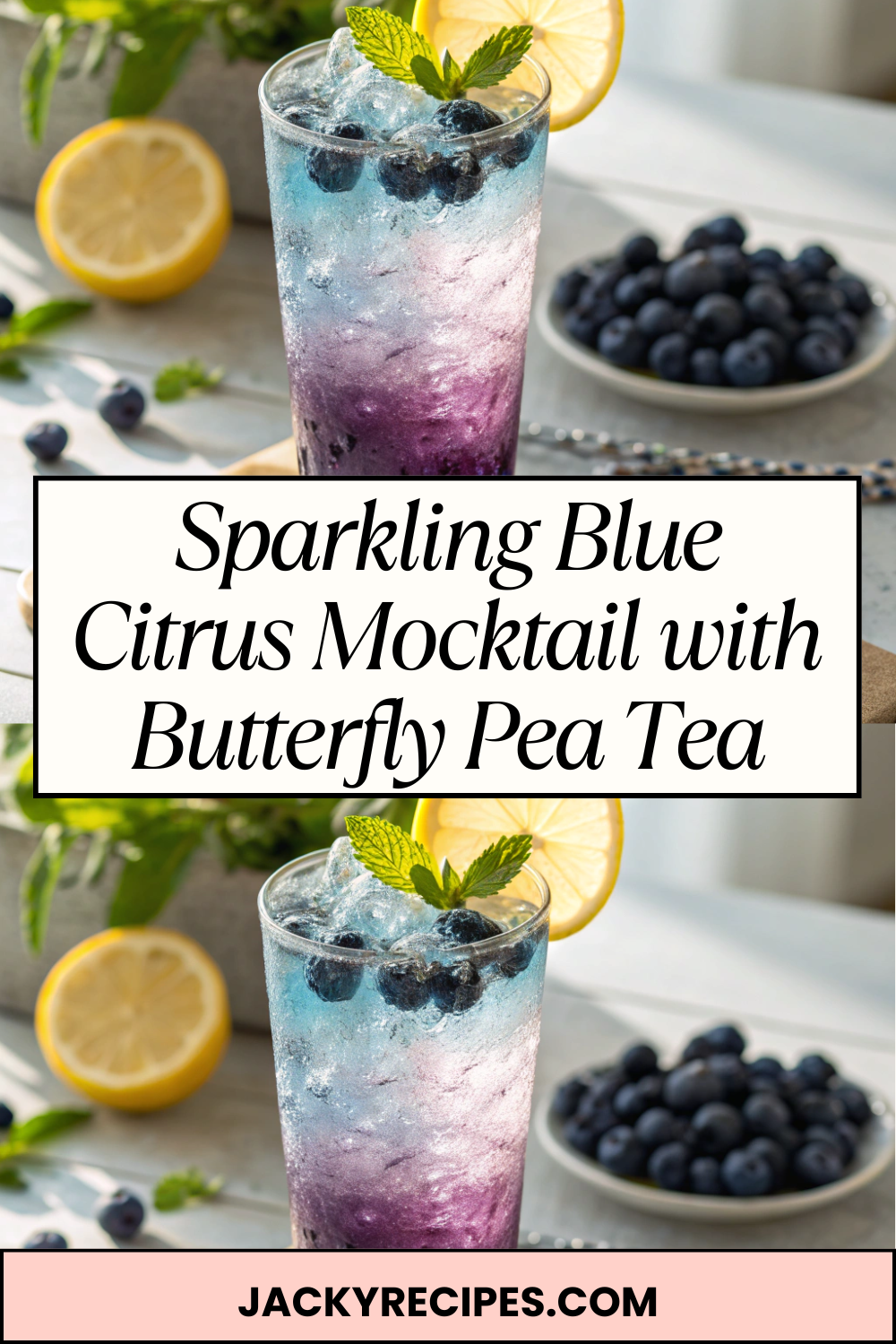 Sparkling Blue Citrus Mocktail with Butterfly Pea Tea